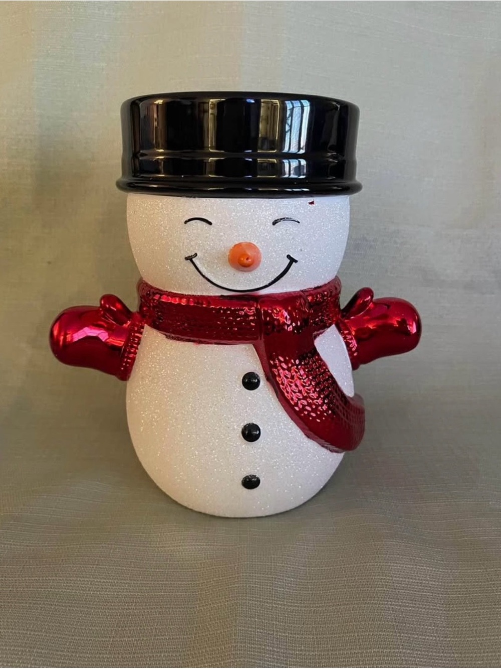 Bath and Body Works Candle Holder Red Scarf Snowman Holiday Decor